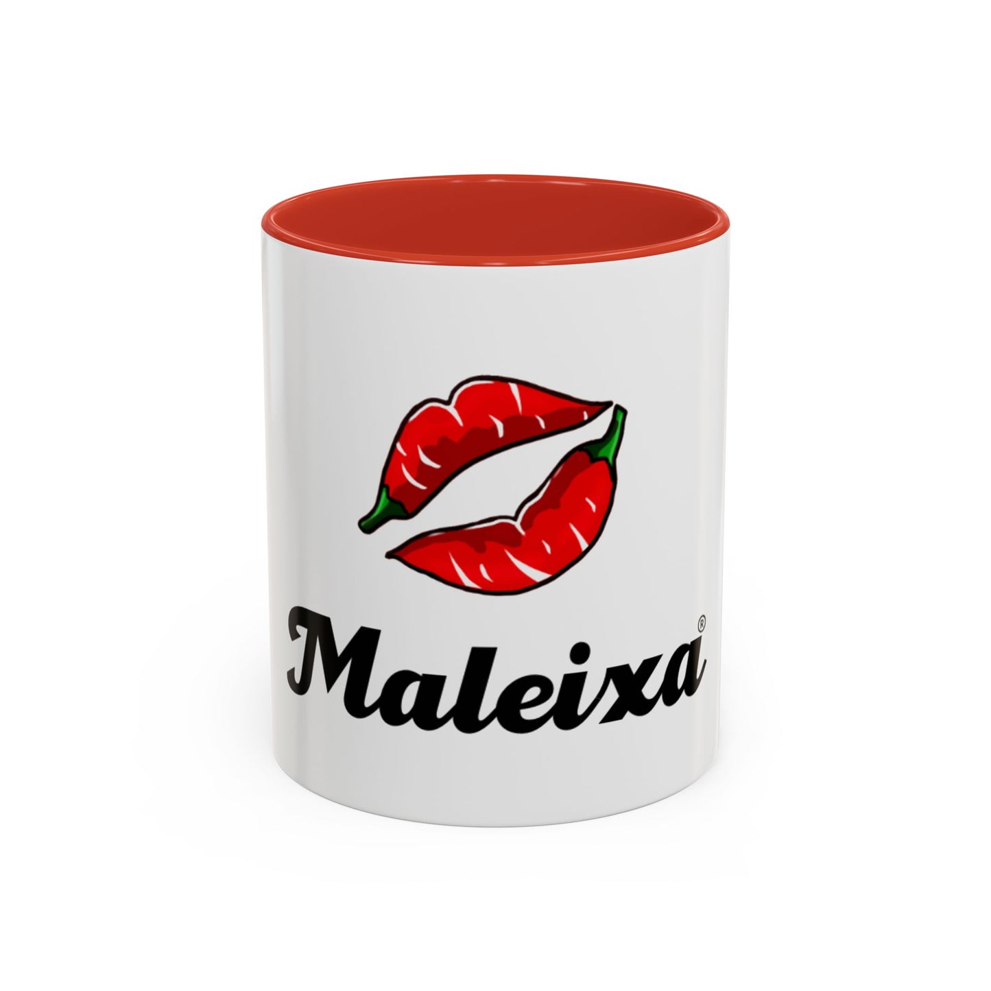 Maleixa Kiss Coffee Mug — White Accent Ceramic Mug with Red Lip Graphic (11/15oz)